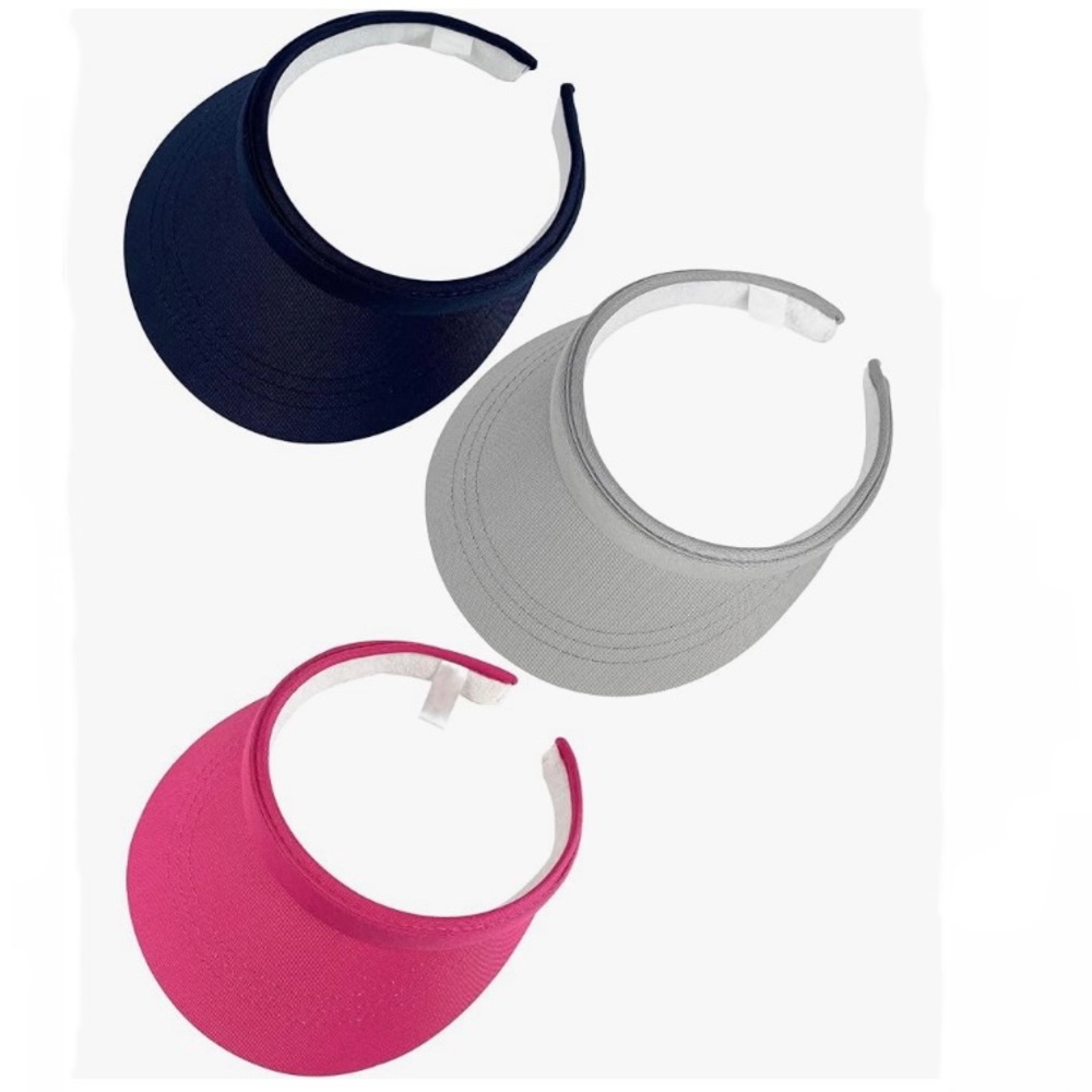 NEW 3 Pack Womens Sport Sun Golf Visor Hats One Size Fits Most 100% Polyester